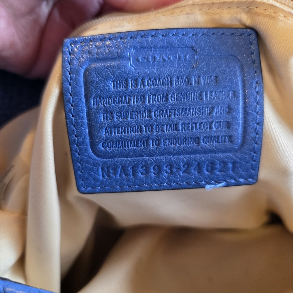 Coach Blue Pebbled Leather Hobo Bag - Picture 13 of 13